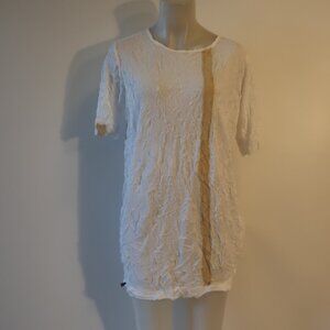 Womens Babette White, Brown Fishnet Short Sleeve Top XS